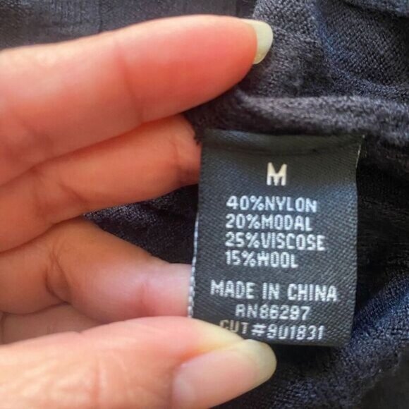 VERTIGO Cowl Neck Pleated Skirt Waist Tie Ribbed Knit Mini Dress Size M Black - Picture 6 of 16